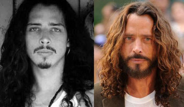 Pop Stars of the 90’s and What They Look Like Today: Two pictures of a man with long hair and a beard, capturing their transformation over time.