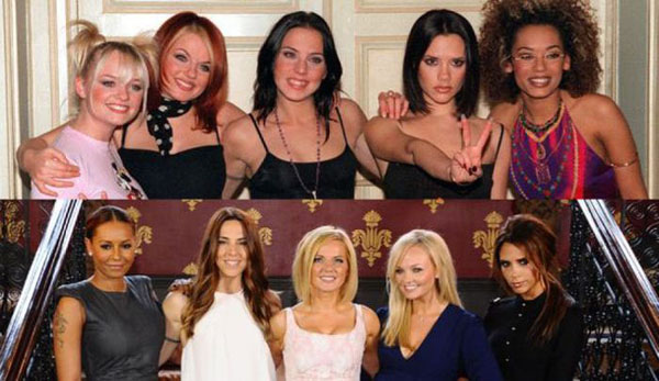 A group of women, who were once pop stars in the 90's, are posing for a picture.